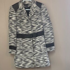 Etcetera Black and White Textured Trench Coat